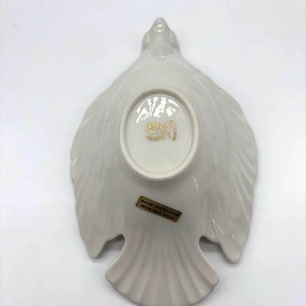 Vintage LENOX China Dove‎ Dish Ivory Bowl Creme 24k Gold Trim New